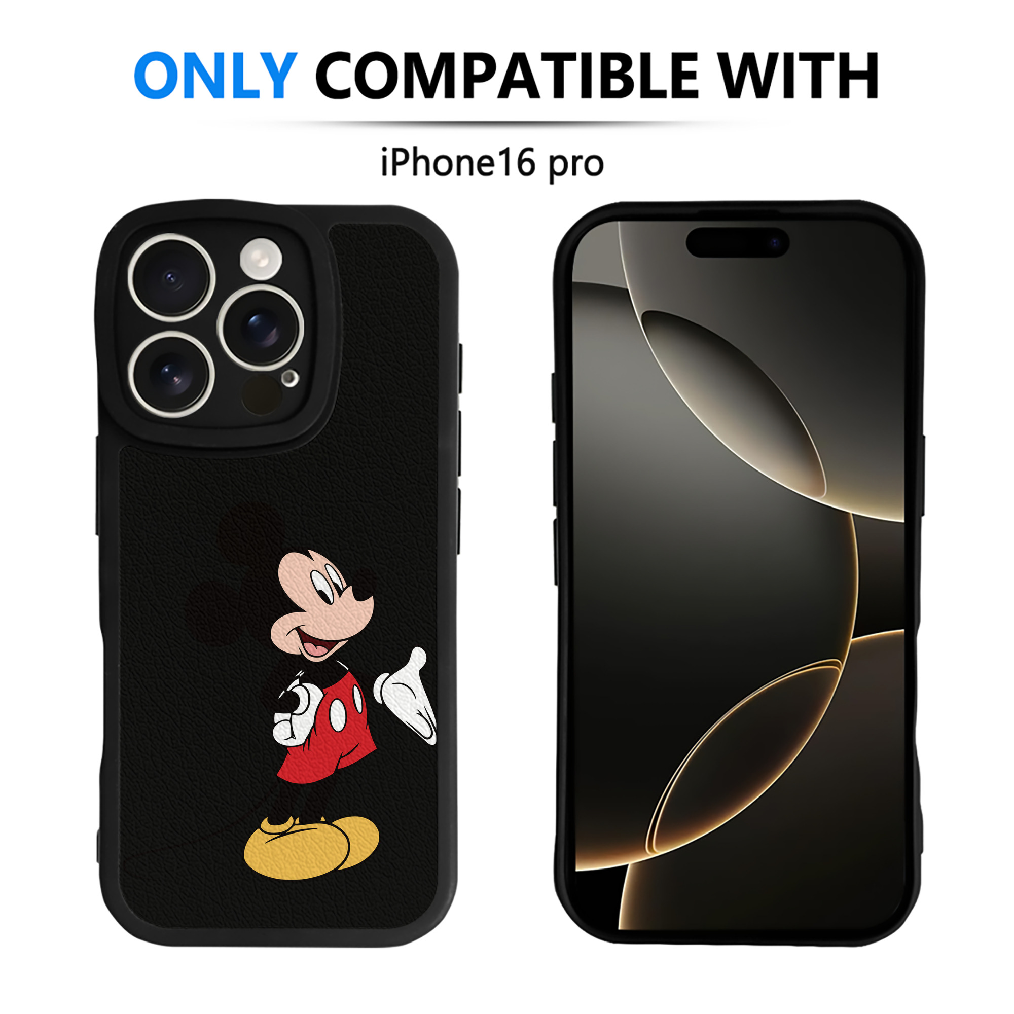 （画像用） ミッキーマウス Mickey Mouse 【iPhone 16シリーズ対応】シリコンスマホケース（レザー調） 材質：シリコン